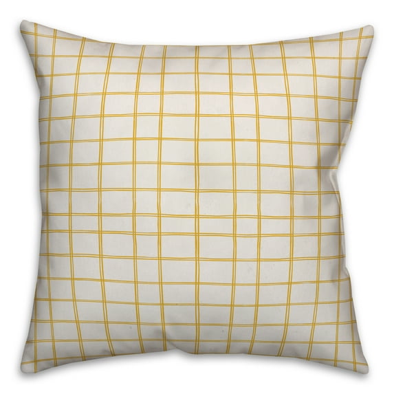Creative Products Drawn Plaid in Yellow 16x16 Spun Poly Pillow
