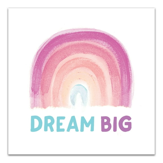 Creative Products Dream Big Pink Watercolor Rainbow 24x24 Canvas Wall Art