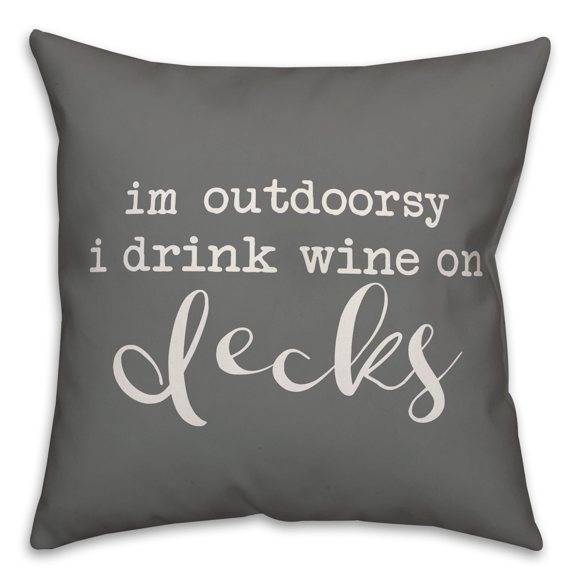 Creative Products Drink Wine on Decks Grey and White 16x16 Indoor / Outdoor Pillow