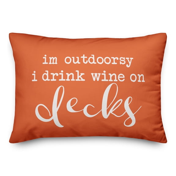 Creative Products Drink Wine on Decks Orange 14x20 Indoor / Outdoor Pillow