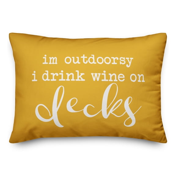 Creative Products Drink Wine on Decks Yellow 14x20 Indoor / Outdoor Pillow