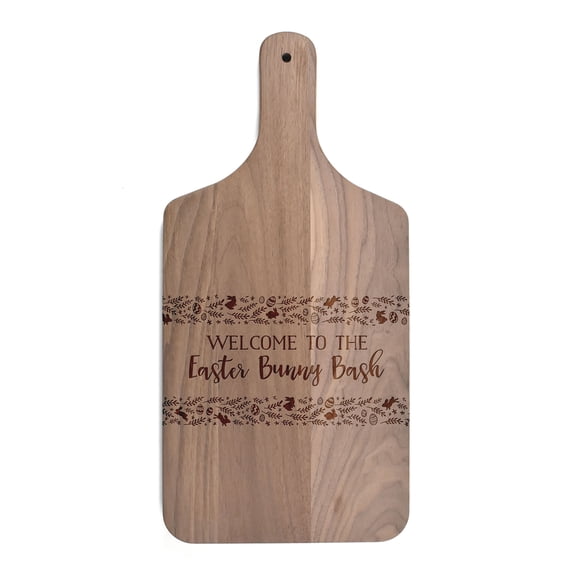 Creative Products Easter Bunny Bash 8 x 17 Walnut Paddle Cutting Board