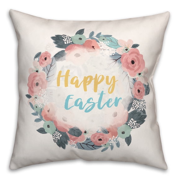 Creative Products Easter Floral Wreath 18x18 Spun Poly Pillow