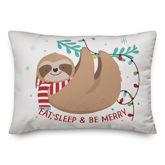 Creative Products Eat Sleep Be Merry Sloth 14x20 Spun Poly Pillow