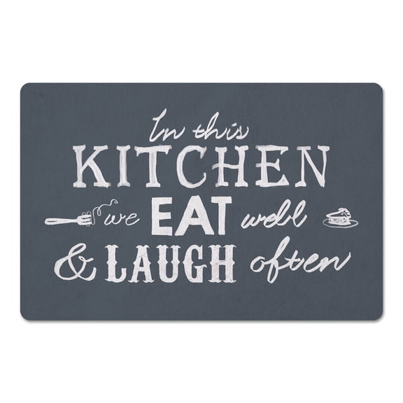 Creative Products Eat Well Laugh Often Blue 27x18 Floor Mat