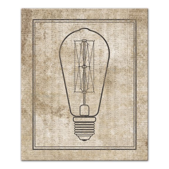 Creative Products Edison Bulb on Distressed Background 20x24 Canvas Wall Art