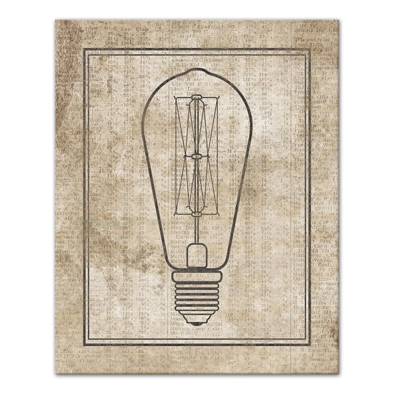 Creative Products Edison Bulb on Distressed Background 24x30 Canvas Wall Art