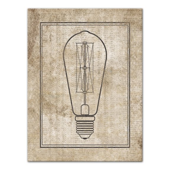 Creative Products Edison Bulb on Distressed Background 30x40 Canvas Wall Art