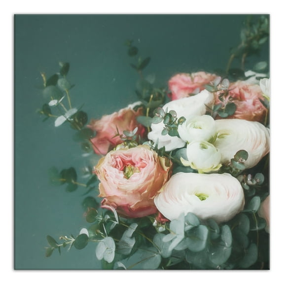 Creative Products Emerald and Pink Eucalyptus Bouquet 24x24 Canvas Wall Art