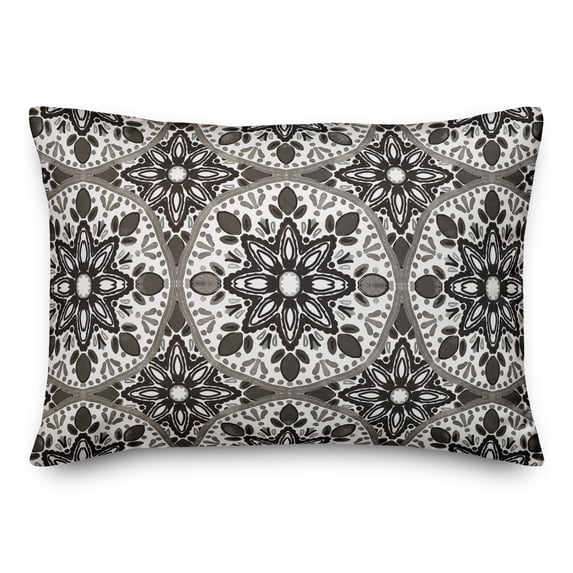 Creative Products Faded Black Gray Medallions 14x20 Indoor / Outdoor Pillow