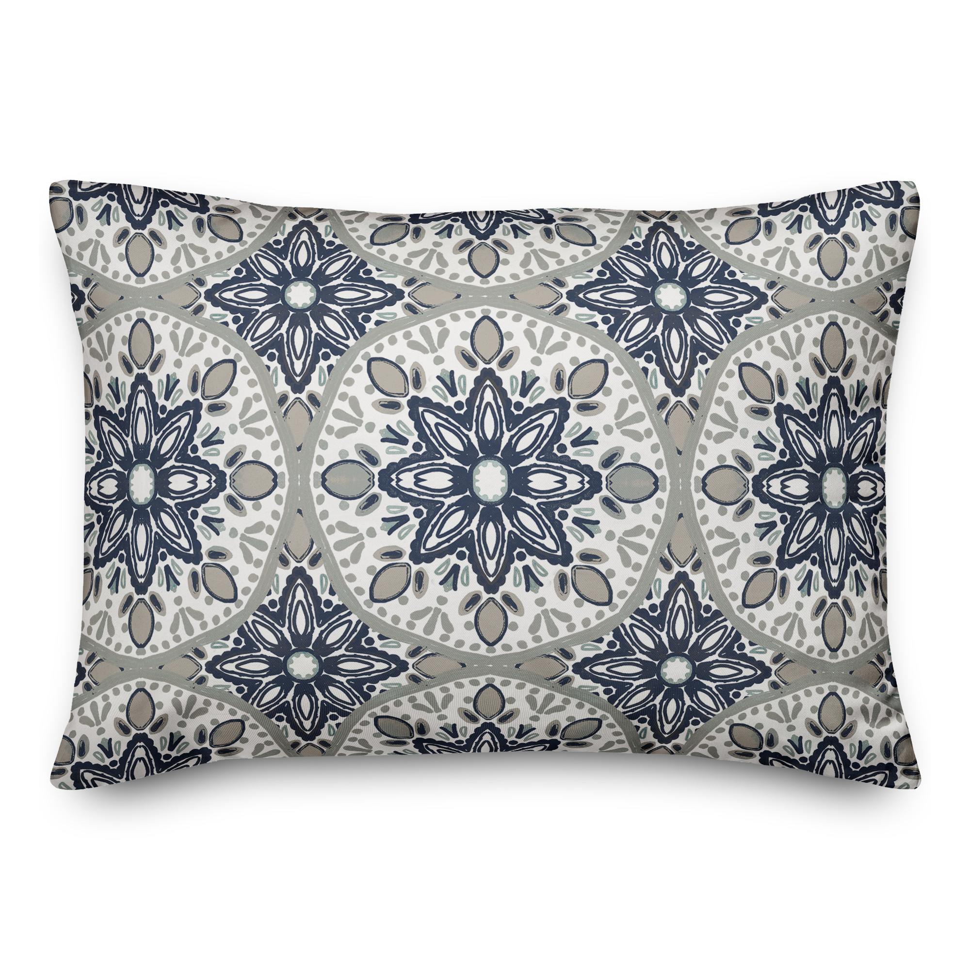 Creative Products Faded Blue Gray Medallions 14x20 Indoor / Outdoor Pillow