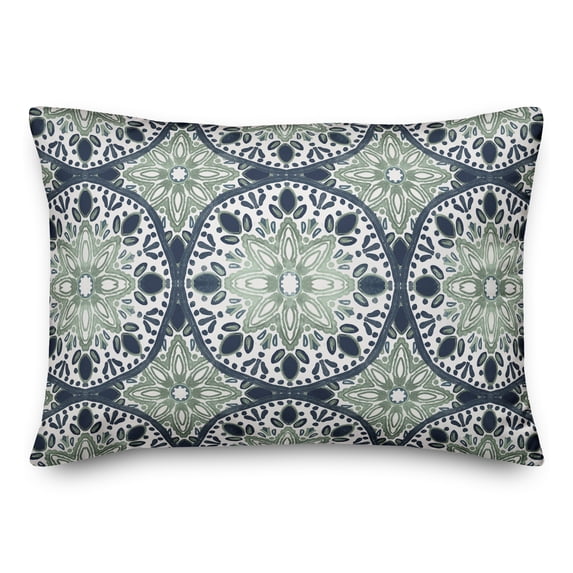 Creative Products Faded Blue Green Medallions 14x20 Indoor / Outdoor Pillow