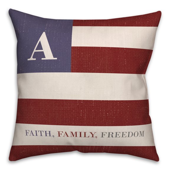 Creative Products Faith Family Freedom Monogram Flag A 18x18 Spun Poly Pillow