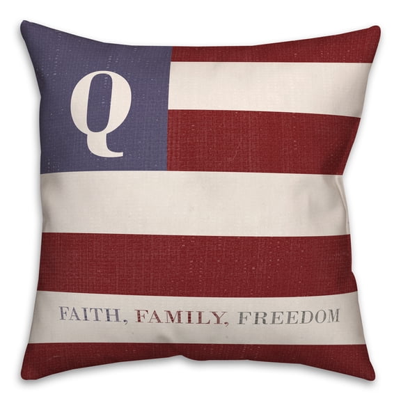 Creative Products Faith Family Freedom Monogram Flag Q 18x18 Spun Poly Pillow