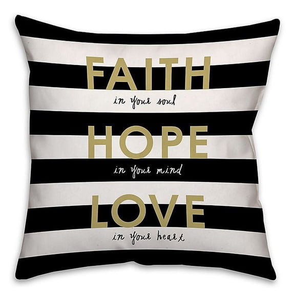 Creative Products Faith Hope Love Gold Spun Polyester Throw Pillow - 18x18