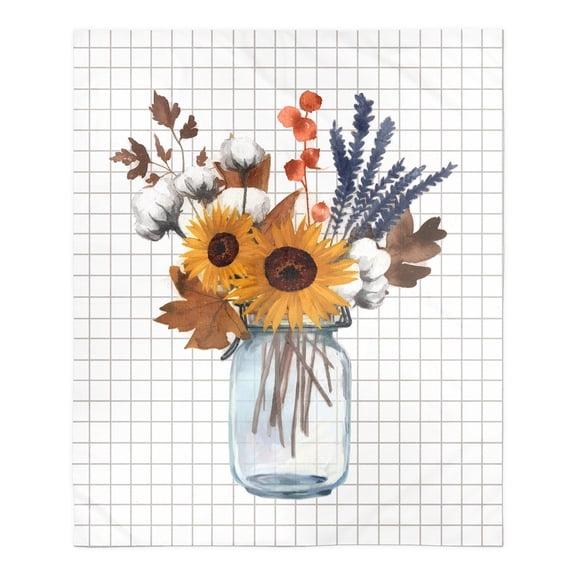 Creative Products Fall Floral Mason Jar 50x60 Sherpa Fleece Blanket