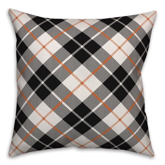 Creative Products Fall Plaid Black 16x16 Spun Poly Pillow