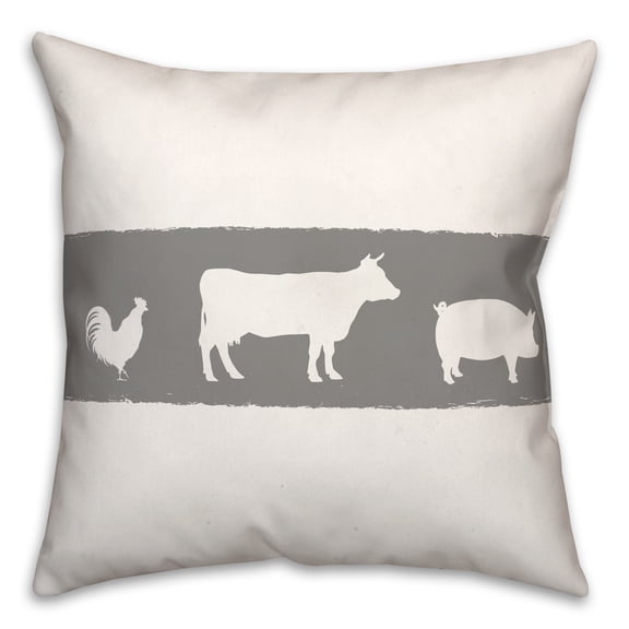 Creative Products Farm Animal Silhouettes 18x18 Spun Poly Pillow