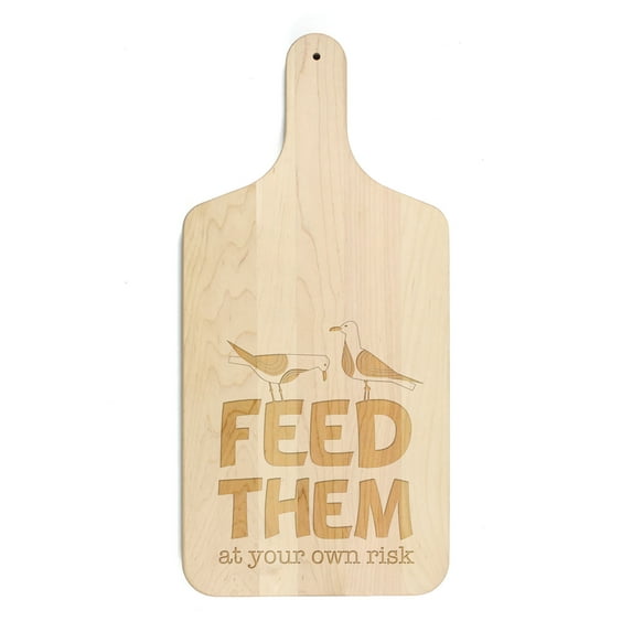 Creative Products Feed Them At Your Own Risk 8 x 17 Maple Paddle Cutting Board