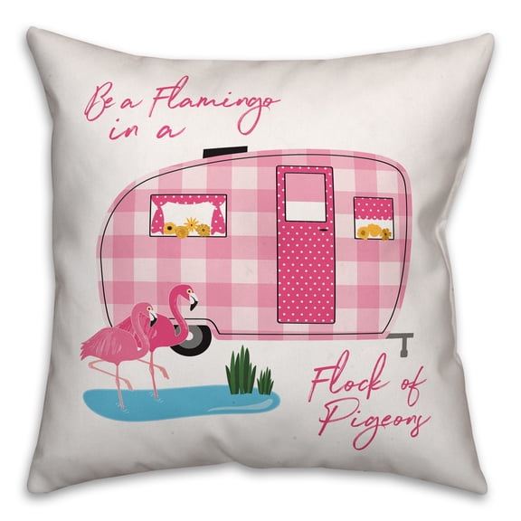 Creative Products Flamingo Camper 18x18 Indoor / Outdoor Pillow