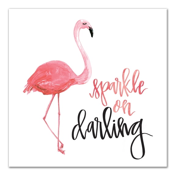 Creative Products Flamingo Sparkle On Darling 16x16 Canvas Wall Art