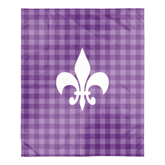 Creative Products Fleur De Lis Purple Buffalo Check 50x60 Sherpa Fleece Blanket