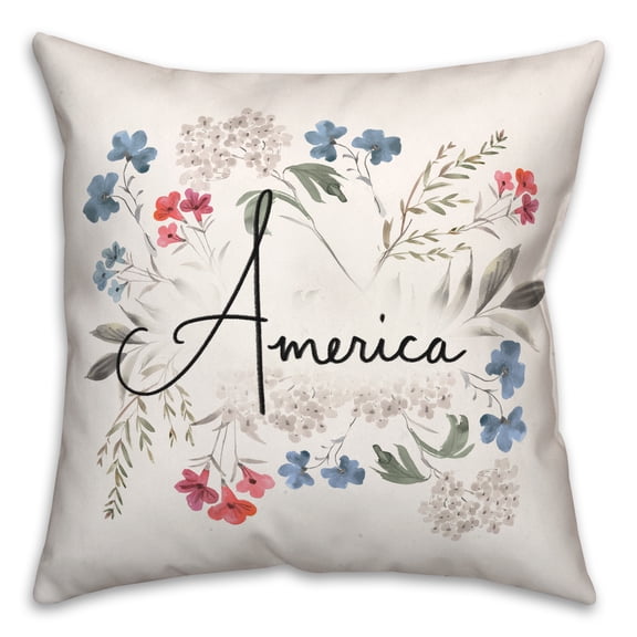 Creative Products Floral America 18 x 18 Spun Poly Pillow
