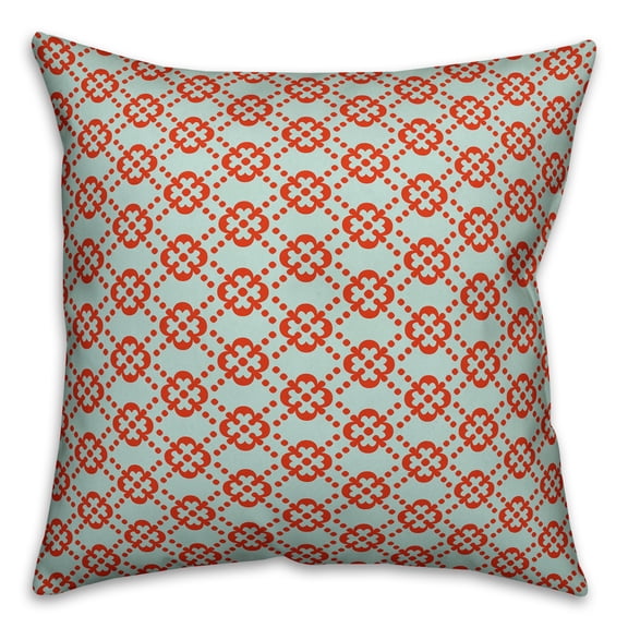Creative Products Floral Argyle in Blue and Red 18x18 Spun Poly Pillow