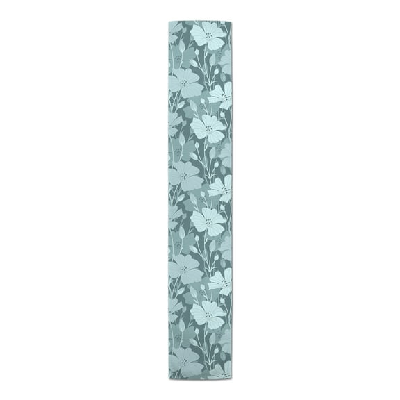 Creative Products Floral Blooms Pattern Teal 4 16 x 72 Poly Twill Table Runner