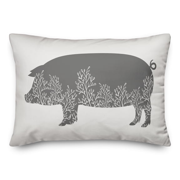 Creative Products Floral Gray Pig 14x20 Spun Poly Pillow