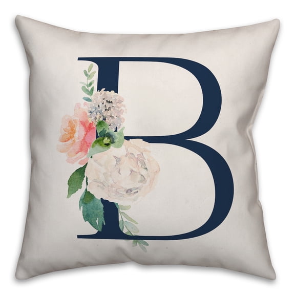 Creative Products Floral Monogram - B 18x18 Indoor / Outdoor Pillow