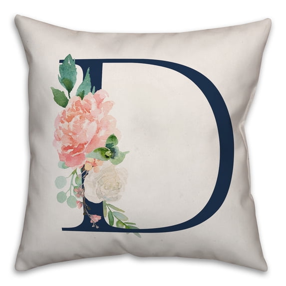 Creative Products Floral Monogram - D 18x18 Indoor / Outdoor Pillow