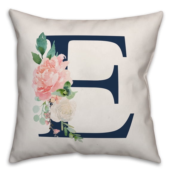 Creative Products Floral Monogram - E 18x18 Indoor / Outdoor Pillow