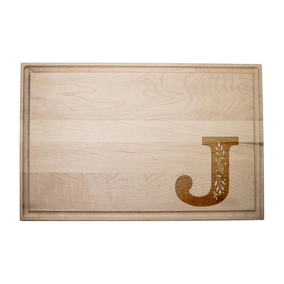 Creative Products Floral Monogram - J 17 x 11 Maple Cutting Board