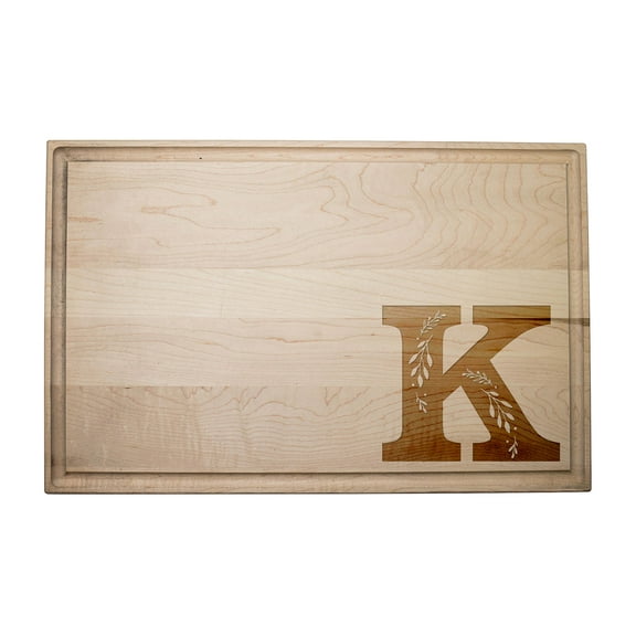 Creative Products Floral Monogram - K 17 x 11 Maple Cutting Board