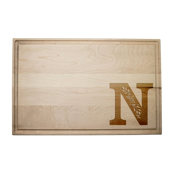 Creative Products Floral Monogram - N 17 x 11 Maple Cutting Board
