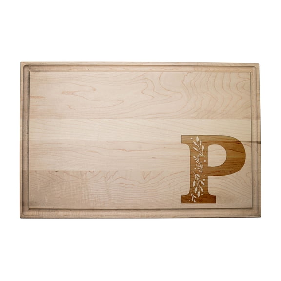 Creative Products Floral Monogram - P 17 x 11 Maple Cutting Board