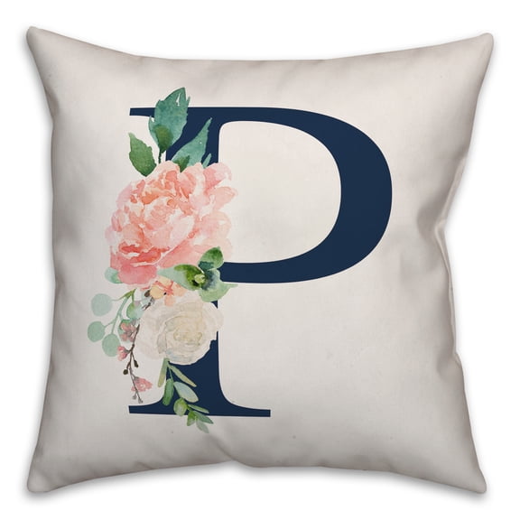 Creative Products Floral Monogram - P 18x18 Indoor / Outdoor Pillow