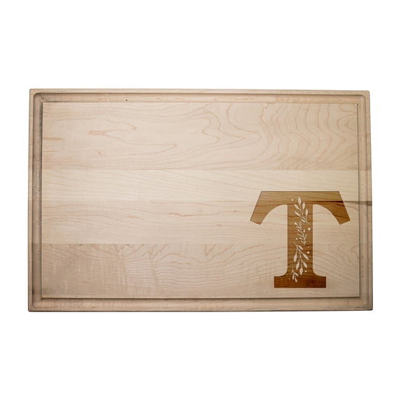 Creative Products Floral Monogram - T 17 x 11 Maple Cutting Board