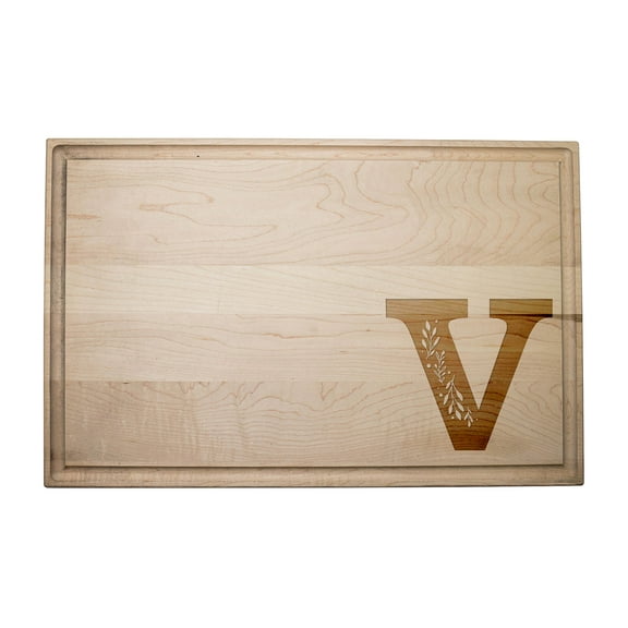 Creative Products Floral Monogram - V 17 x 11 Maple Cutting Board