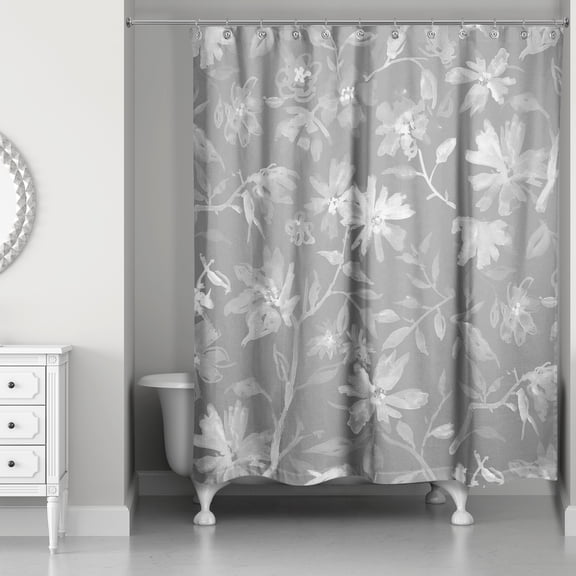 Creative Products Floral Pattern Gray 71 x 74 Shower Curtain