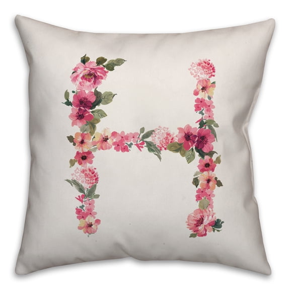 Creative Products Floral Pattern Monogram - H 18x18 Indoor / Outdoor Pillow