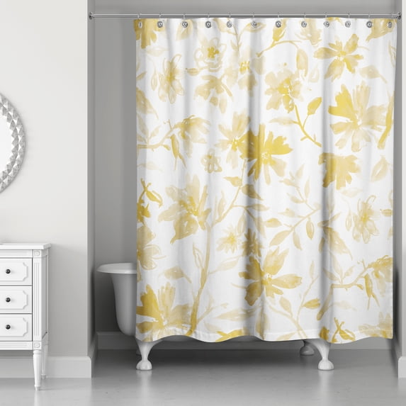 Creative Products Floral Pattern Yellow 71 x 74 Shower Curtain