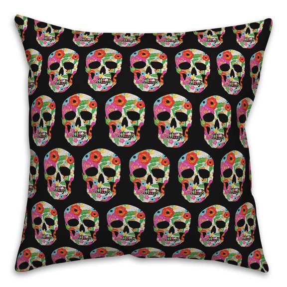 Creative Products Floral Skull Pattern 18x18 Spun Poly Pillow