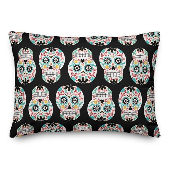 Creative Products Floral Sugar Skull Pattern 14x20 Spun Poly Pillow
