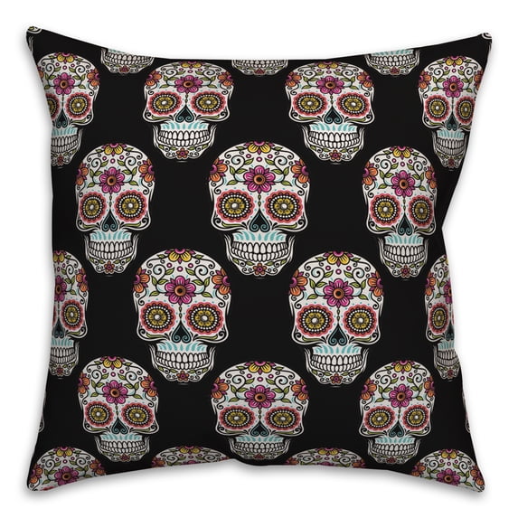Creative Products Floral Sugar Skull Pattern 18x18 Spun Poly Pillow