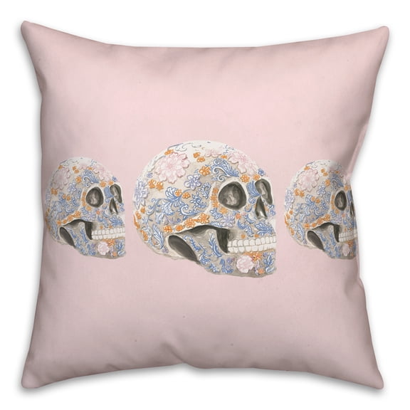 Creative Products Floral Sugar Skulls 20 x 20 Spun Poly Pillow