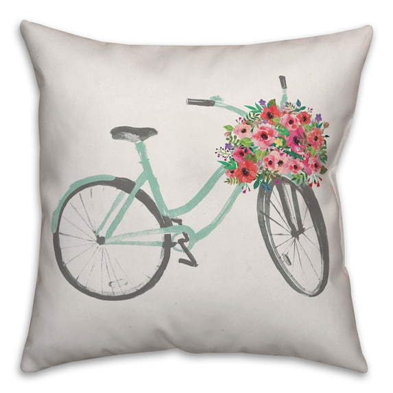 Creative Products Flower Delivery Bike 16x16 Spun Poly Pillow