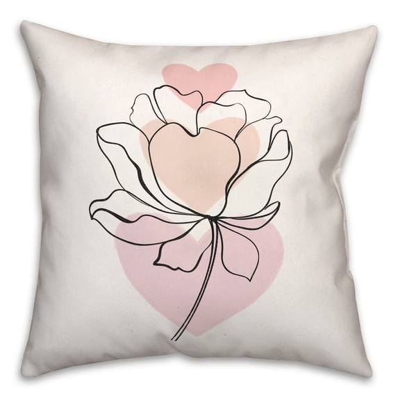 Creative Products Flower Line Drawing 16 x 16 Spun Poly Pillow