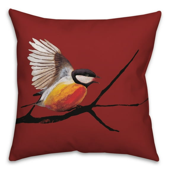 Creative Products Flying Bird on Branch with Red 20x20 Indoor / Outdoor Pillow